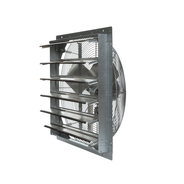 Exhaust Fan, 24" TEAO Motor, 120V, With Shutter, 1/4HP, 2-Speed, Gray